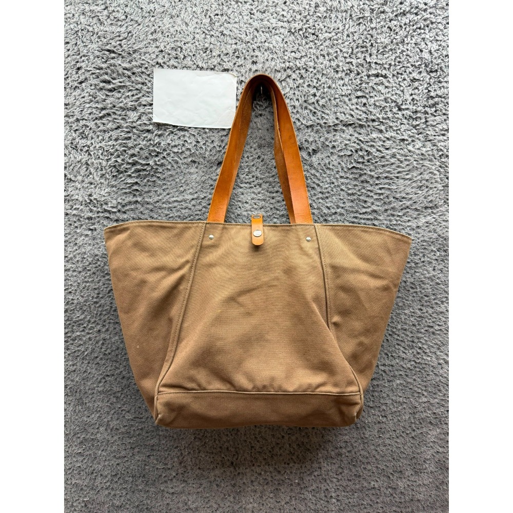 MAKR Heavy Duck Cotton Canvas Farm Tote Bag Brown Leather Handles Unisex